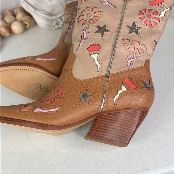 Dolce Vita Women's Lassie Western Boot Sz 8.5 Tan/ Multi - Picture 7 of 12